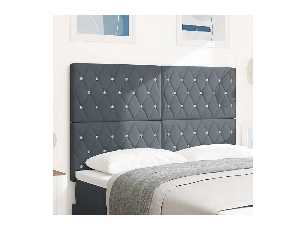 Cabecero LED Argyle con cabecera Gris oscuro 80 cm Terciopelo