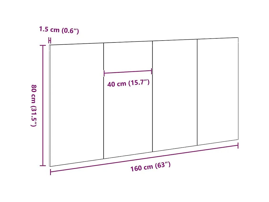 Cabeceira Carvalho preto 160 x 1,5 x 80 cm Madeira processada