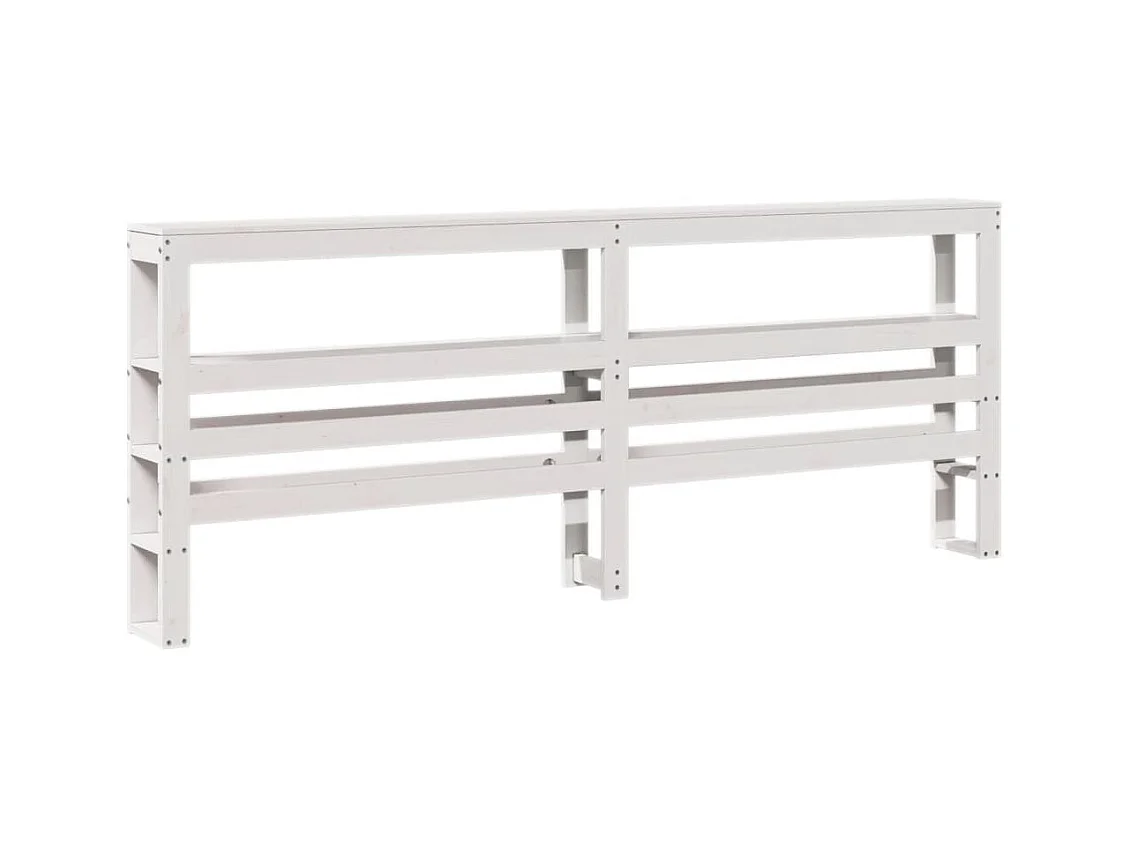 Hoofdbord met schappen 200 cm massief grenenhout wit