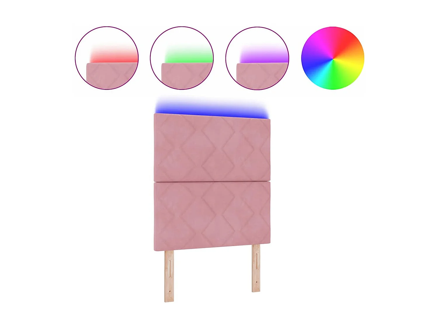 Tête de Lit LED avec des lumières à LED Rose 80 cm Velours