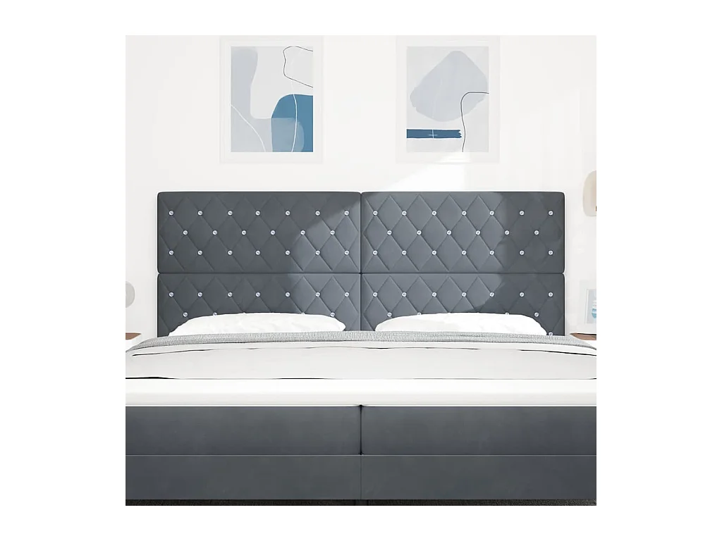 Tête de Lit en Velours Argyle Gris foncé 200 cm Velours