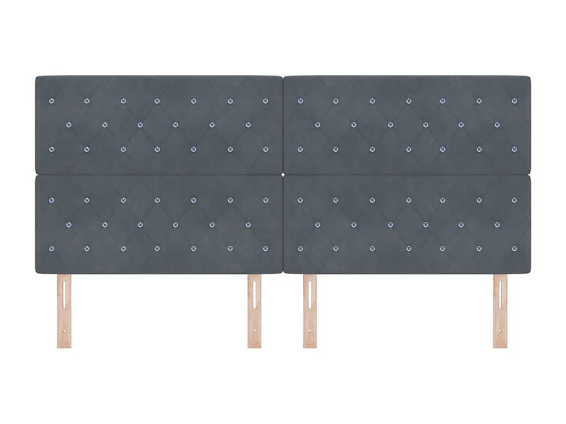 Tête de Lit en Velours Argyle Gris foncé 200 cm Velours