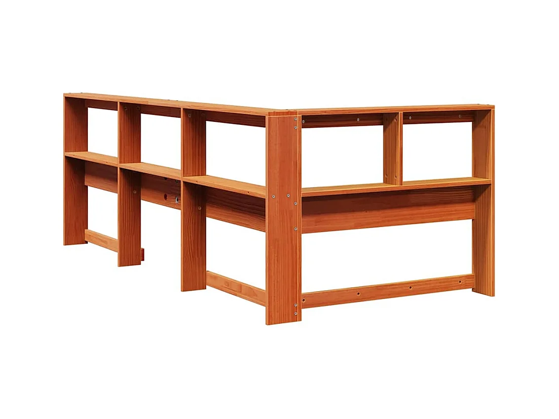 Tête de lit de bibliothèque en forme de L bois massif de pin