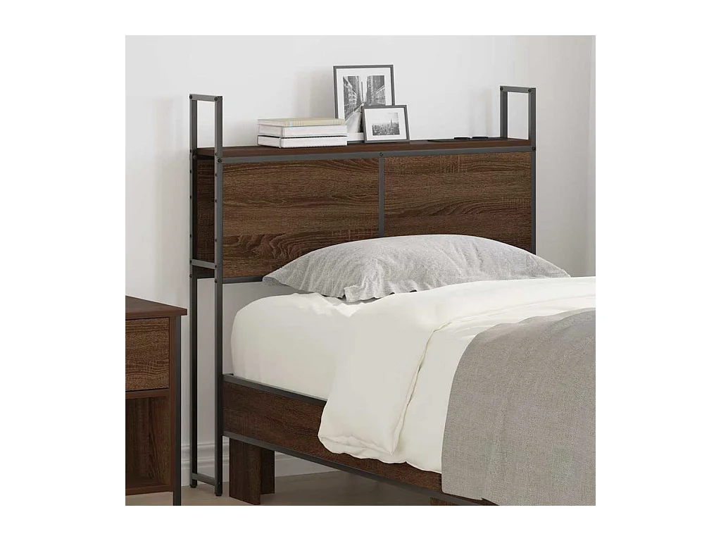 Tête de lit avec Station de Charge Chêne marron