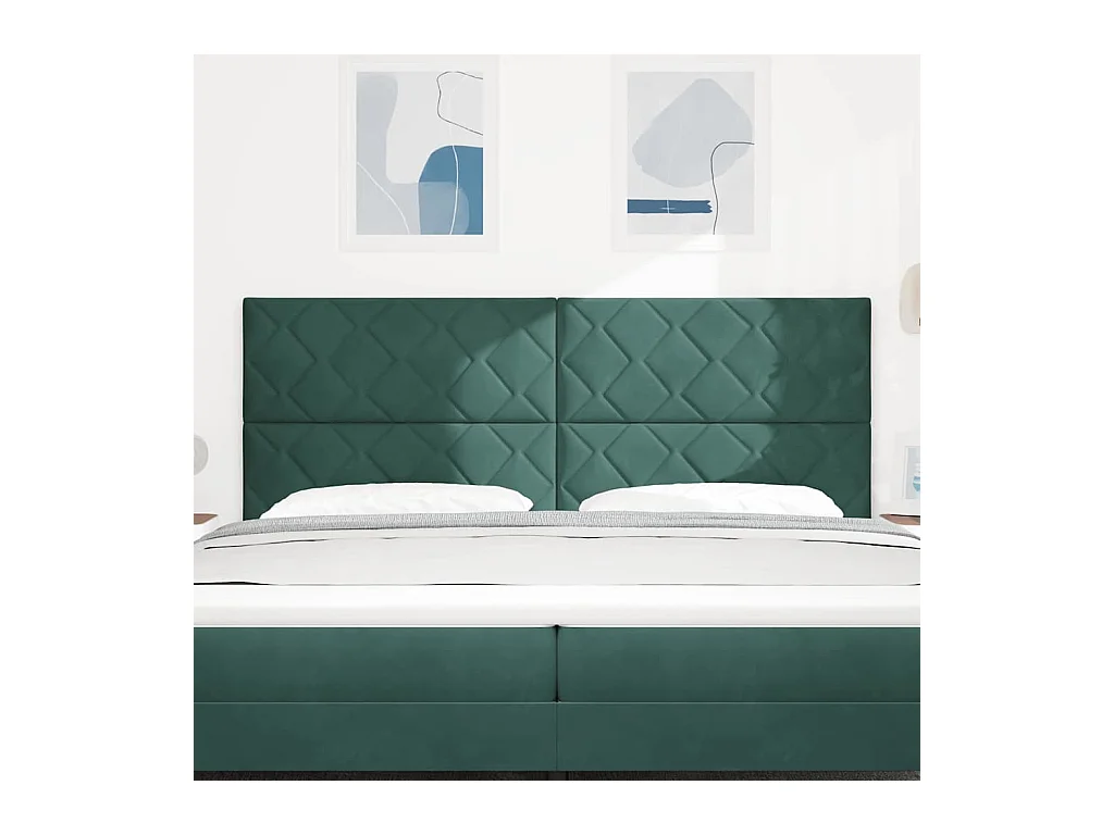 Tête de lit Montage mural Géométrique Vert foncé 200 cm Velours