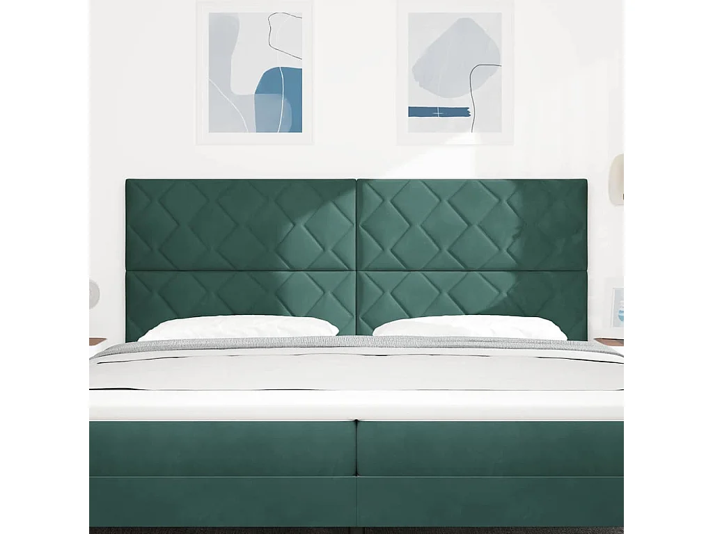 Hoofdbord Wandgemonteerd Geometrisch Donkergroen 200 cm Fluweel