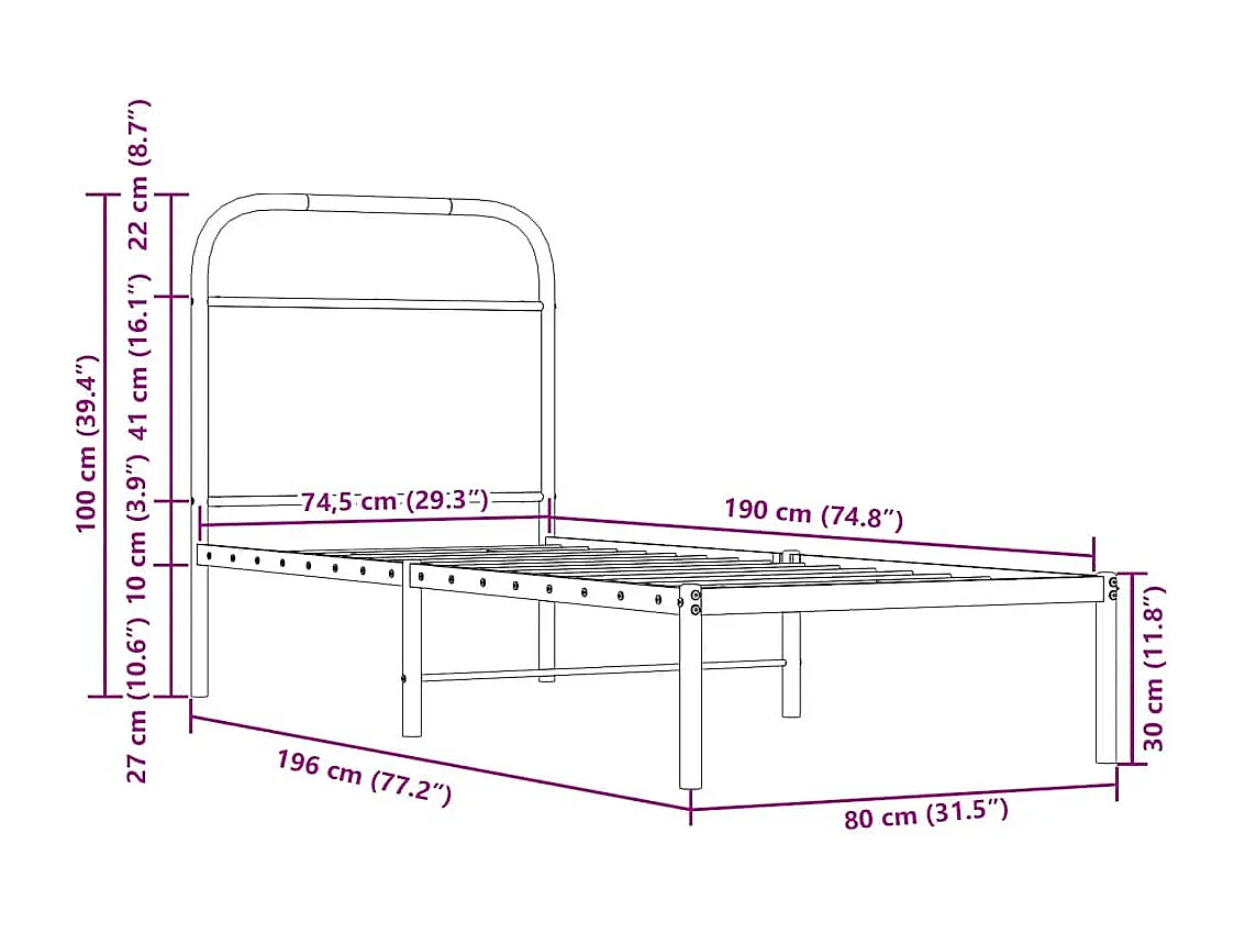 Tête de lit chêne sonoma 75 cm acier et bois d'ingénierie