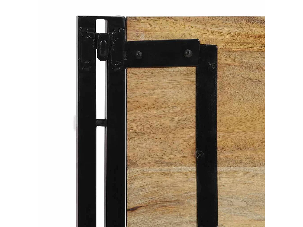 Tête de lit 100 cm bois massif manguier et fer