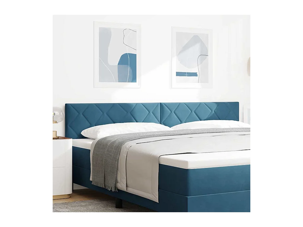 Tête de lit Montage mural Géométrique Bleu foncé 200 cm Velours