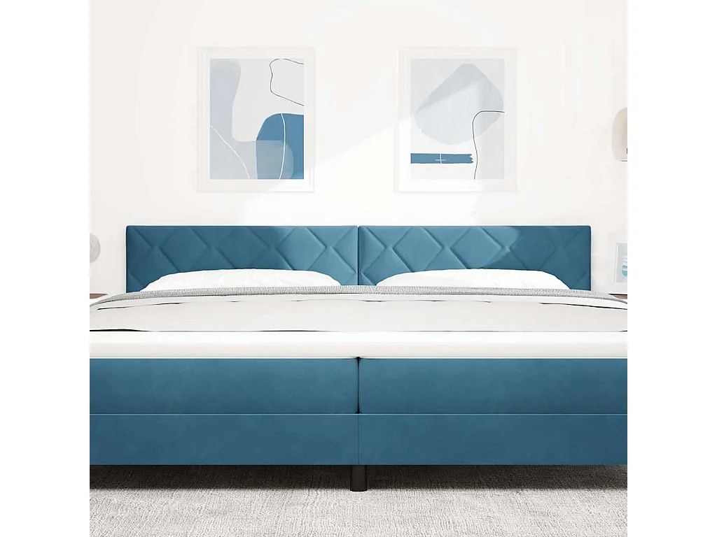 Tête de lit Montage mural Géométrique Bleu foncé 200 cm Velours