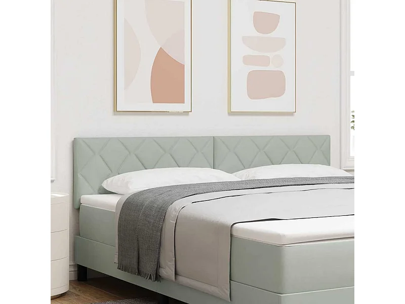 Tête de Lit LED Géométrique Gris clair 180 cm Velours