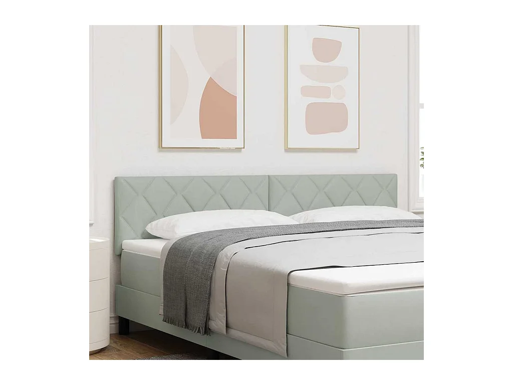 Cabecero LED Geométrico Manual Gris claro 180 cm Terciopelo