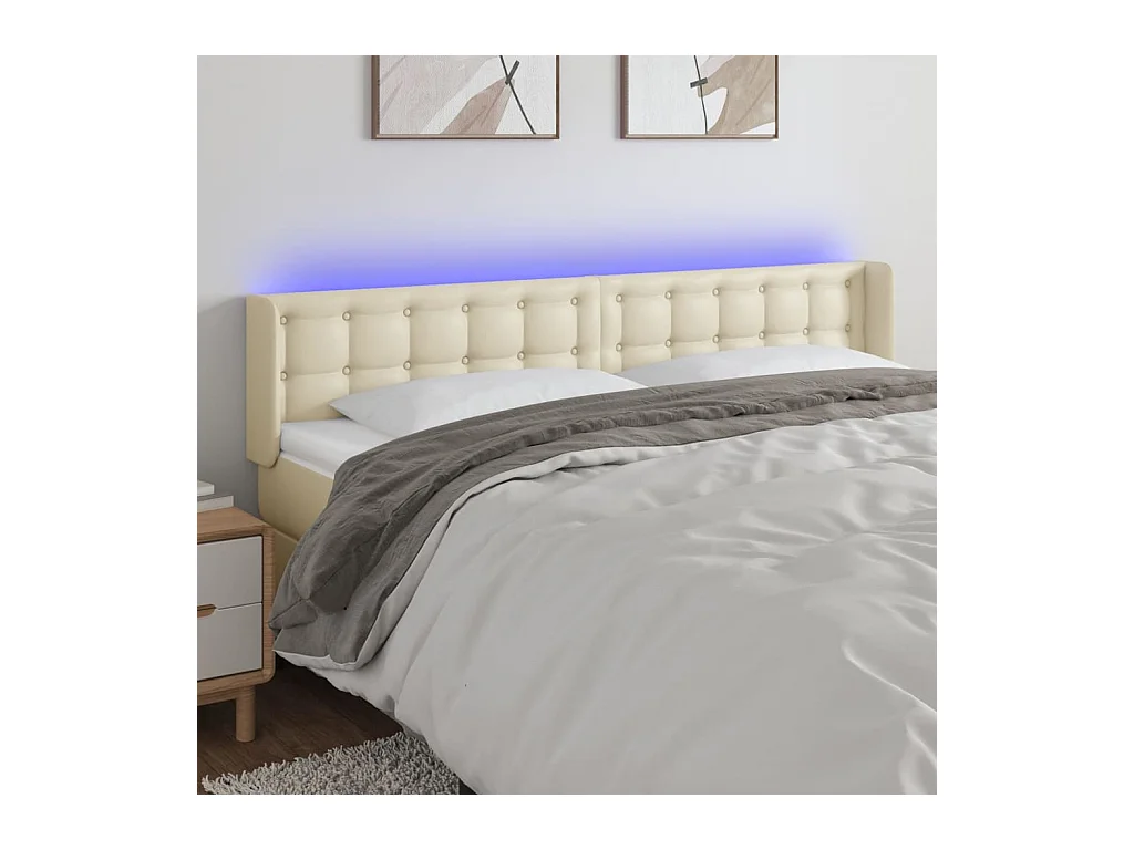 Tête de lit à LED Crème 163x16x78/88 cm Similicuir