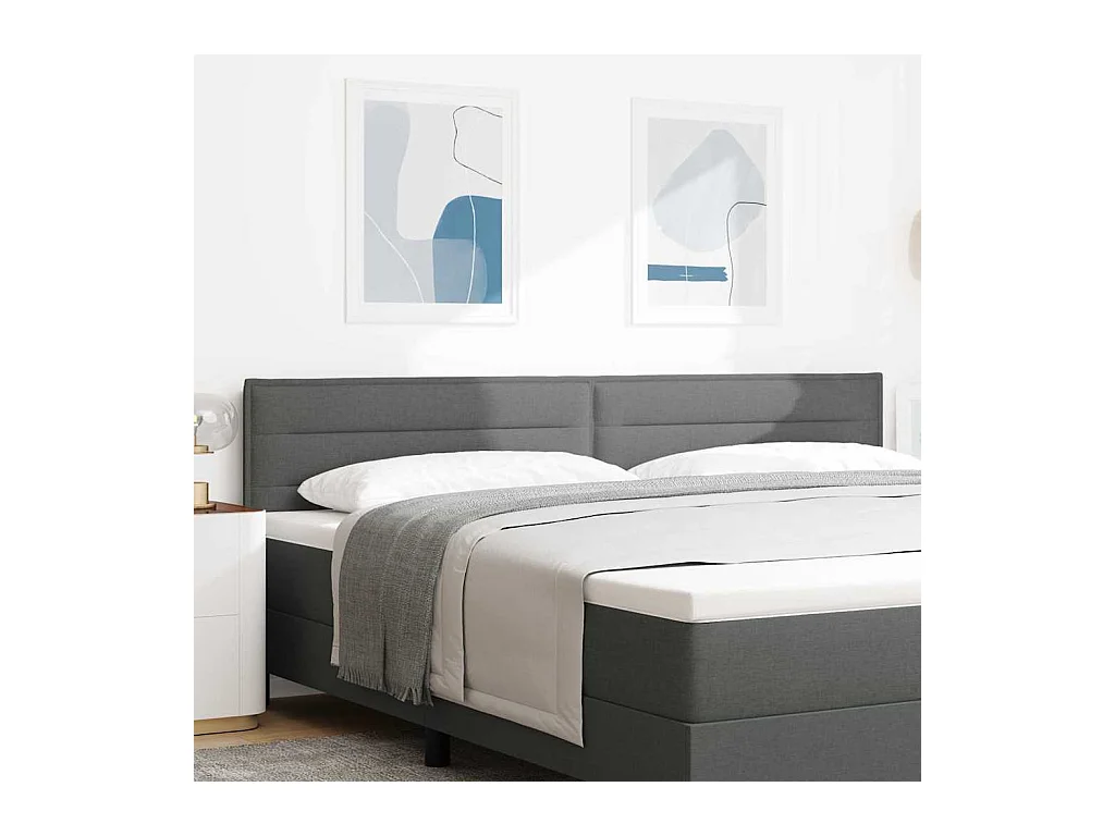 Cabeceira LED Montado na parede Cinzento escuro 200 cm tecido