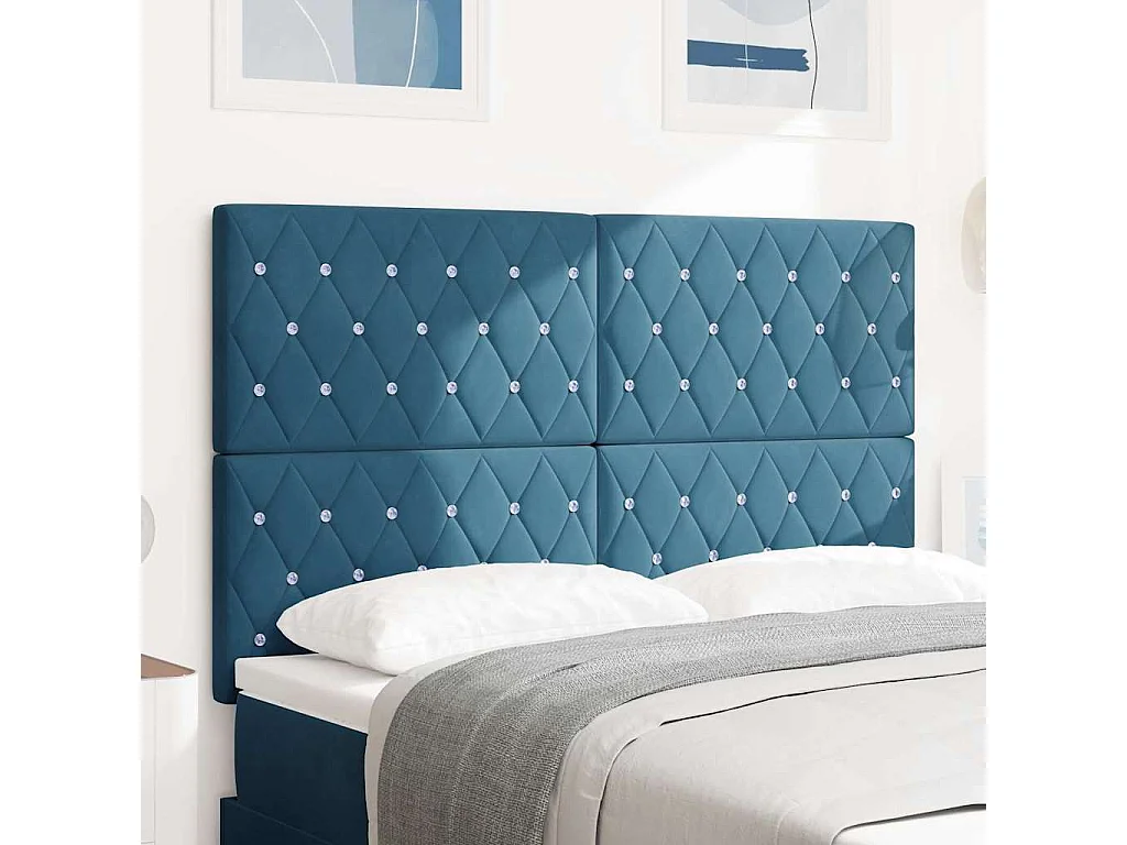 Tête de Lit en Velours Argyle Bleu foncé 160 cm Velours