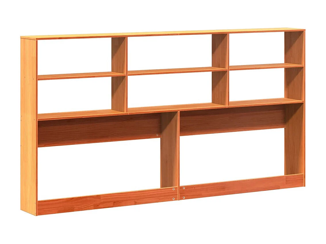 Cabecero de cama almacenaje madera maciza pino marrón 200 cm