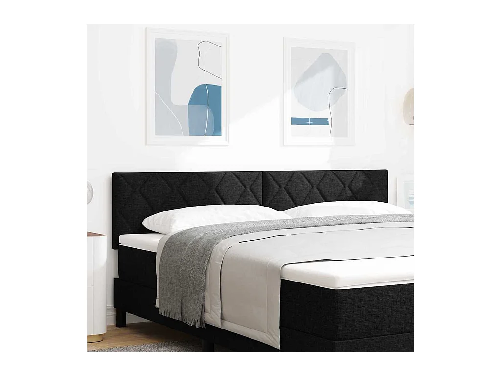 Cabeceira de Tecido Geométrico Manual Preto 180 cm tecido