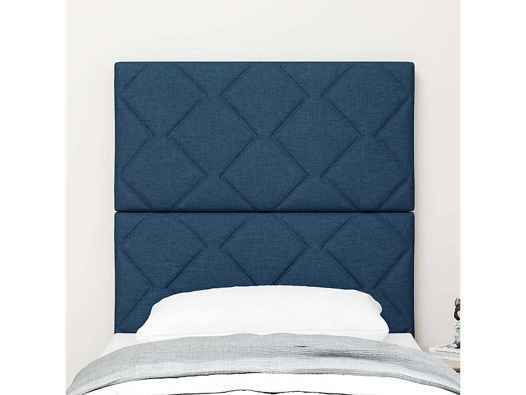 Tête de Lit en Tissu Géométrique Bleu 80 cm tissu