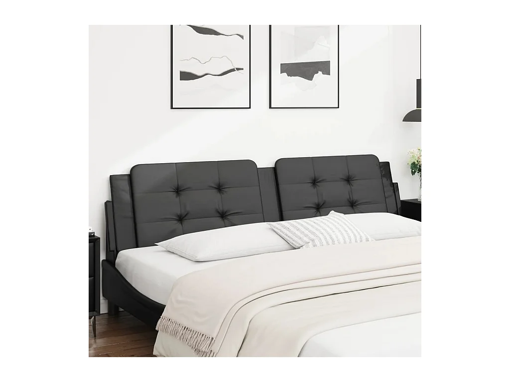 Tête de lit noir 193 cm similicuir