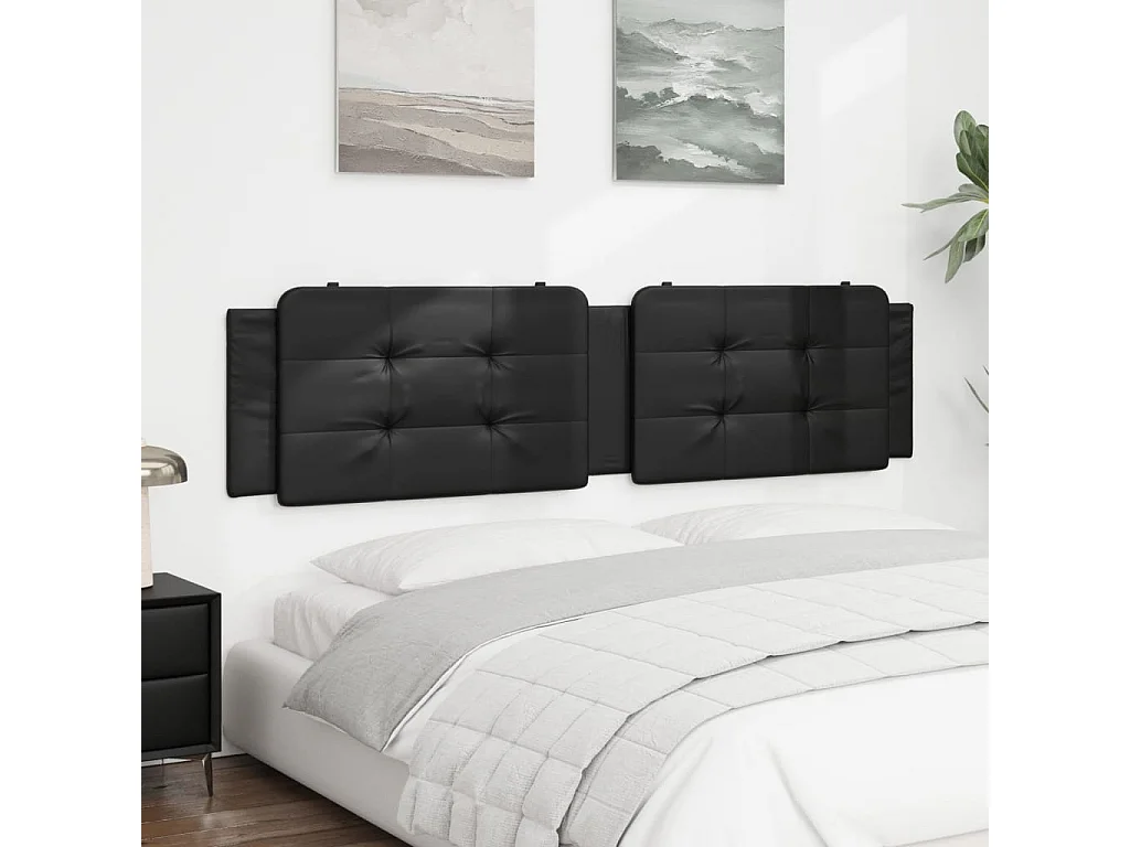 Tête de lit noir 193 cm similicuir