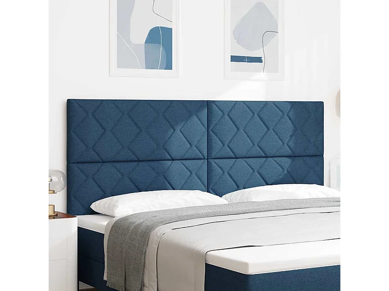 Stoffen Hoofdbord Geometrisch met hoofdeinde Blauw 200 cm Stof