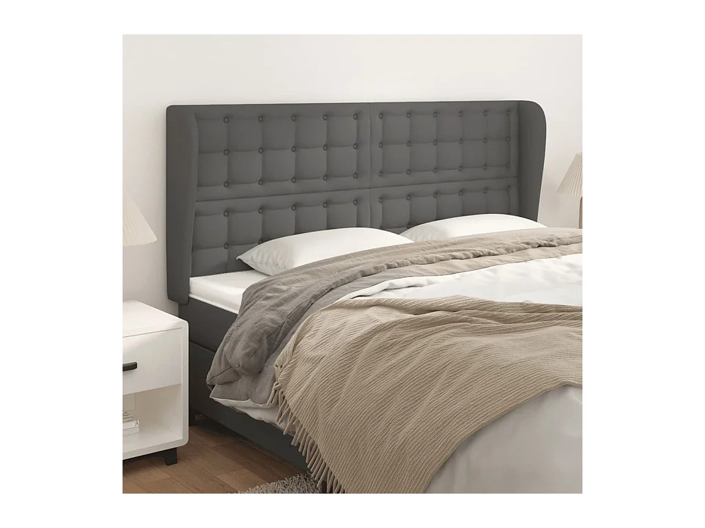 Tête de lit avec oreilles Gris 163x23x118/128 cm Similicuir