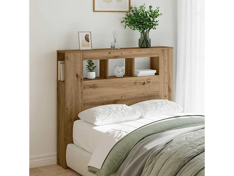 Hoofdeinde met LED 120x18,5x103,5 cm hout artisanaal eikenkleur