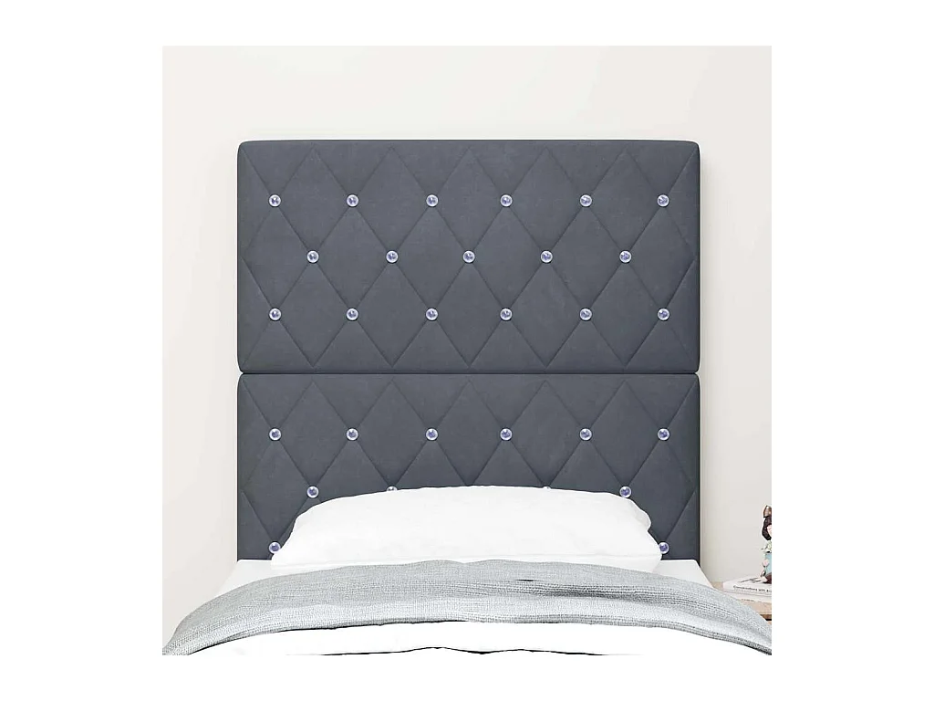 Tête de Lit LED Argyle Gris foncé 80 cm Velours