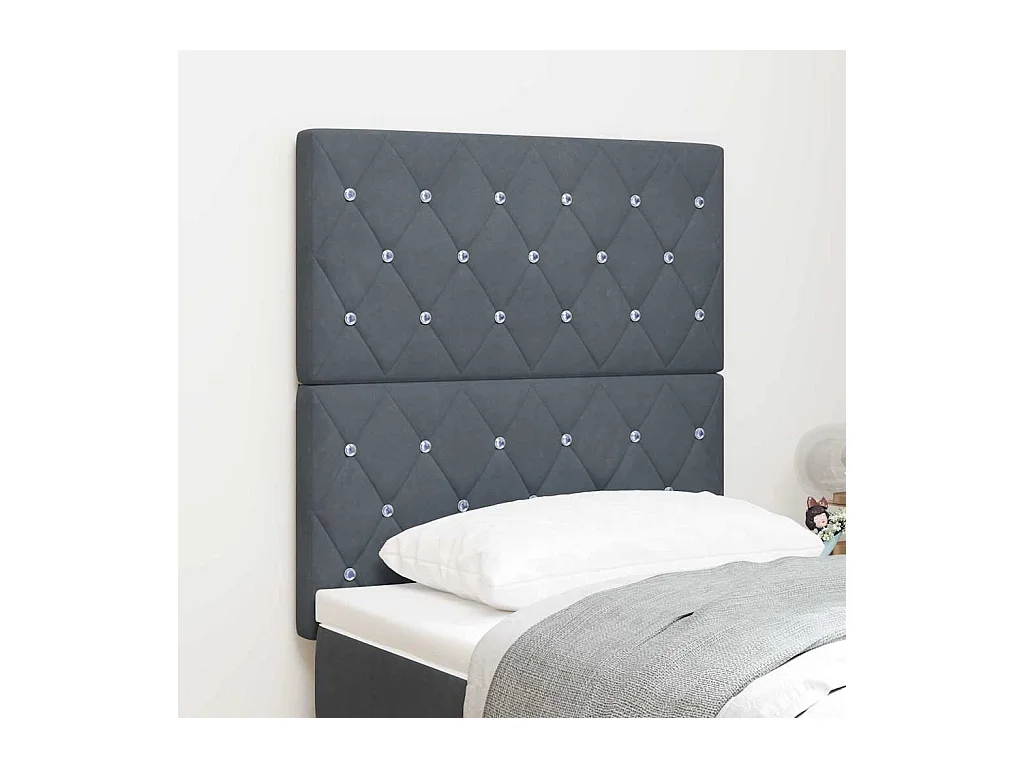 Cabecero LED Argyle con cabecera Gris oscuro 80 cm Terciopelo