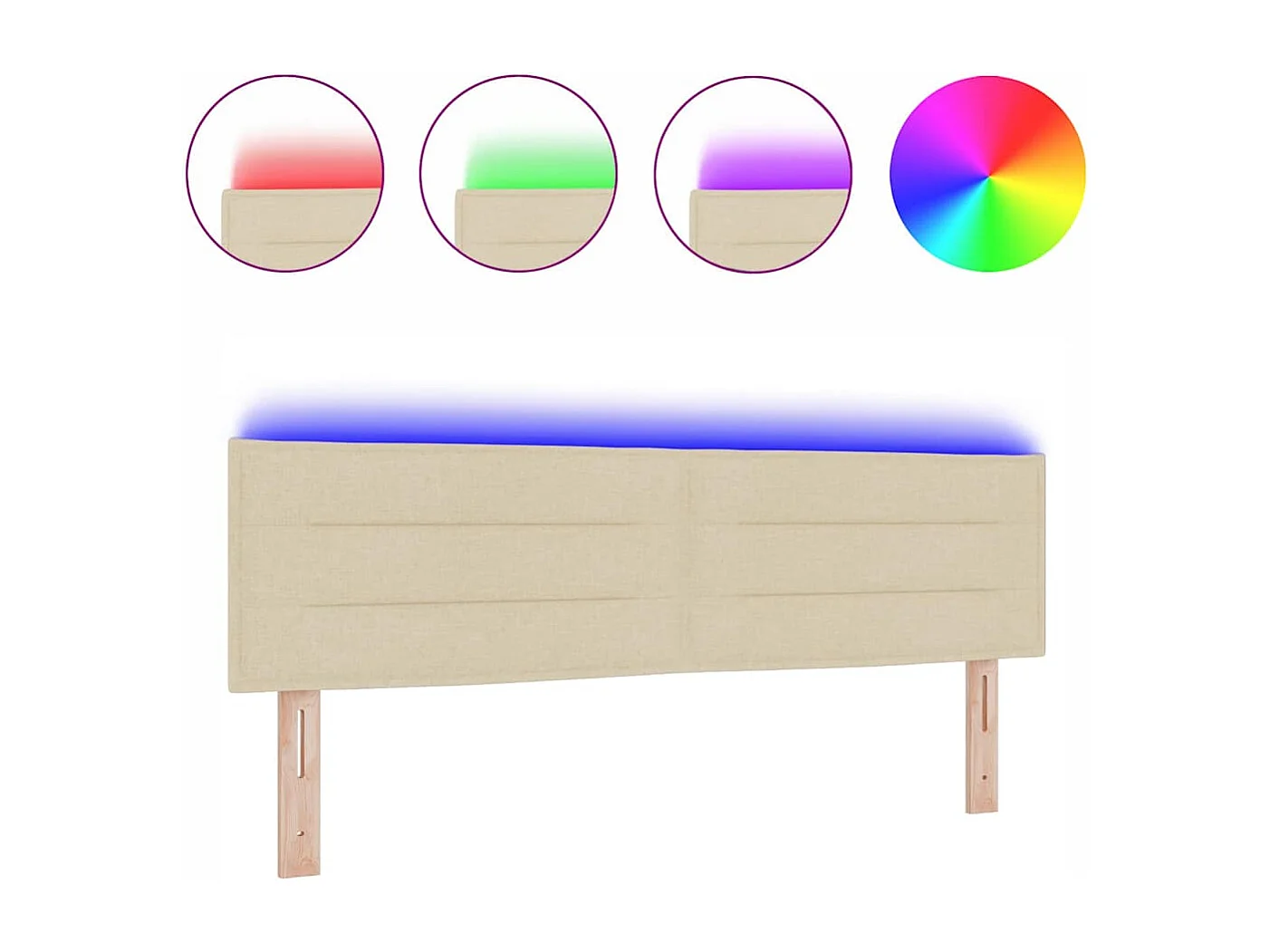 Tête de lit LED avec des lumières à LED Crème 160 cm tissu
