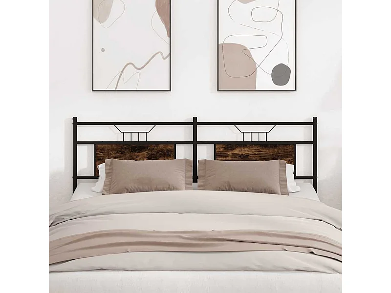 Tête de lit chêne fumé 180 cm bois d'ingénierie et acier