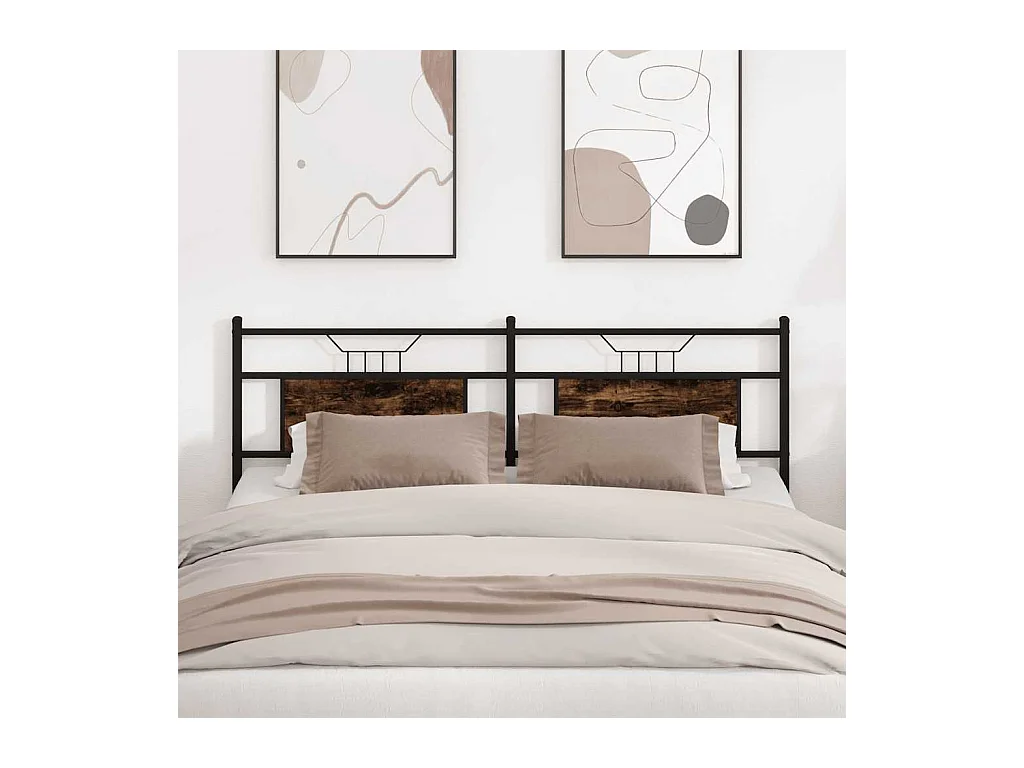 Tête de lit chêne fumé 180 cm bois d'ingénierie et acier