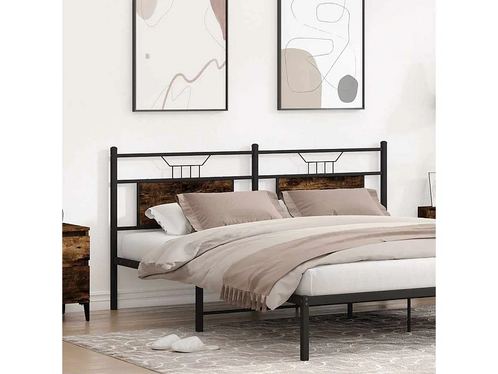 Tête de lit chêne fumé 180 cm bois d'ingénierie et acier