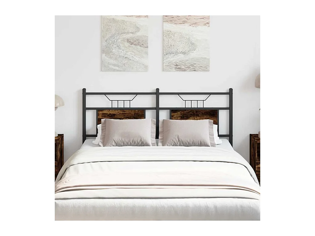 Cabeceira de cama 150 cm derivados madeira/aço carvalho fumado
