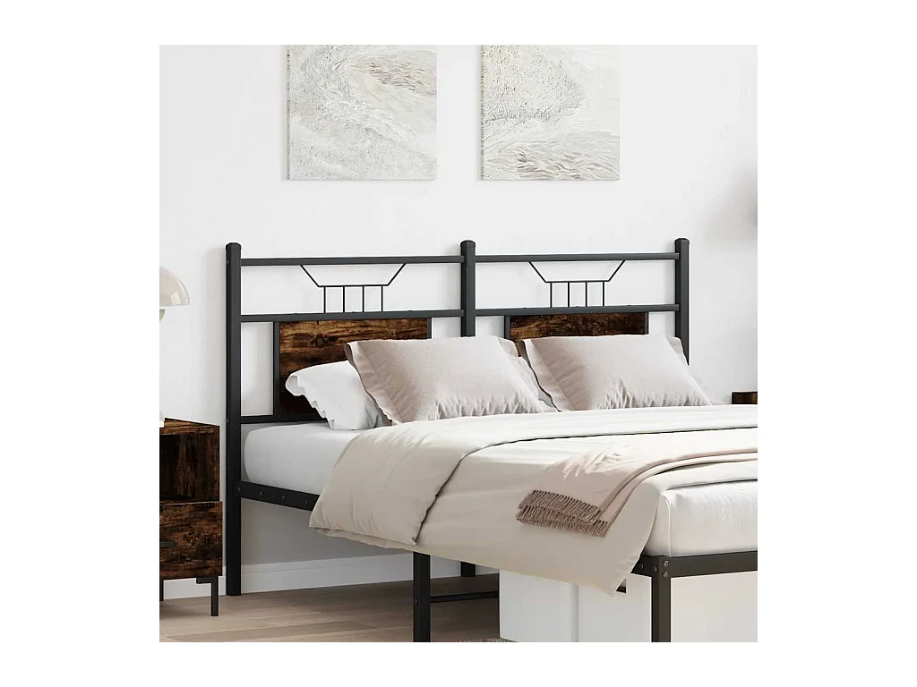 Cabeceira de cama 150 cm derivados madeira/aço carvalho fumado