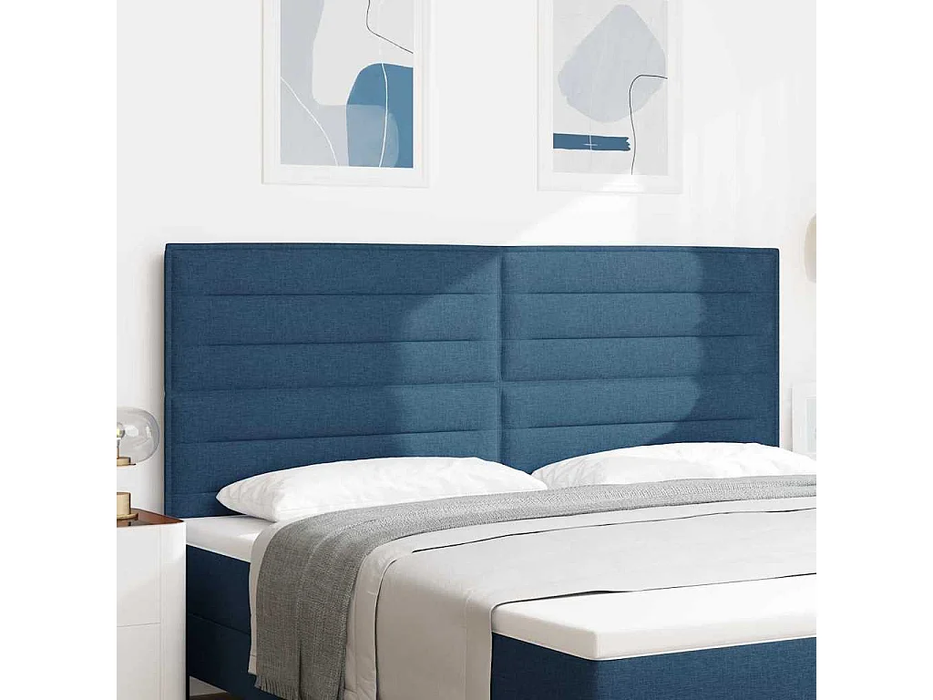 Tête de lit LED avec des lumières à LED Bleu 200 cm tissu