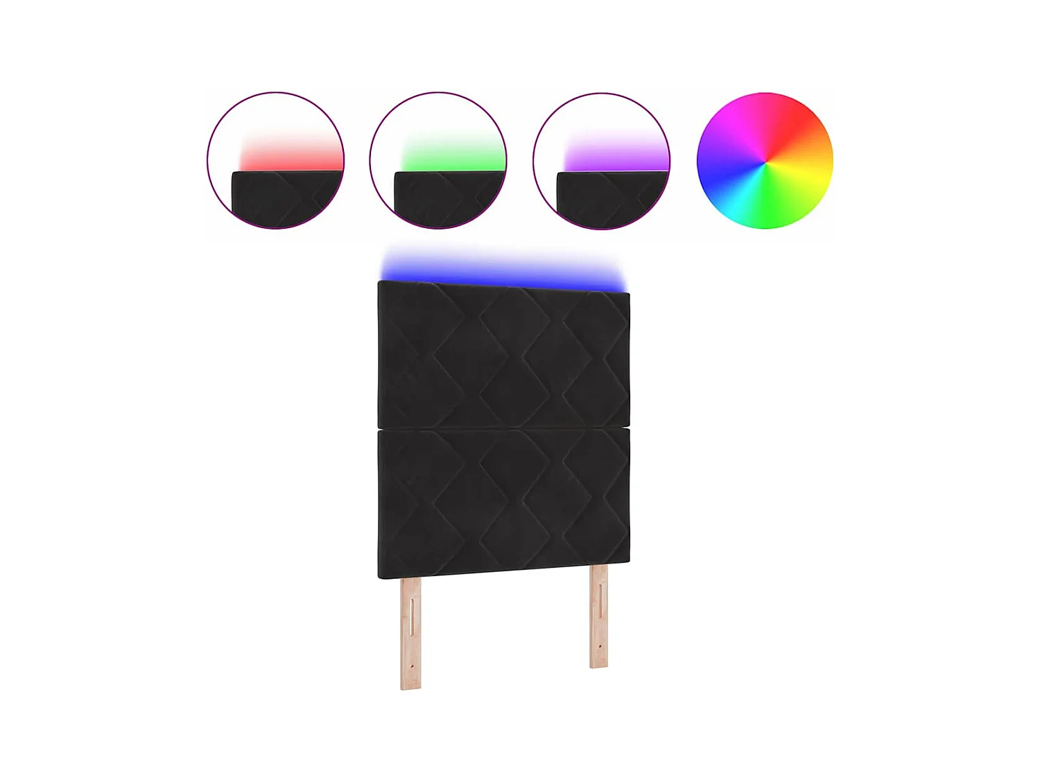 Cabeceira LED com luzes de tira LED Manual Preto 80 cm Veludo