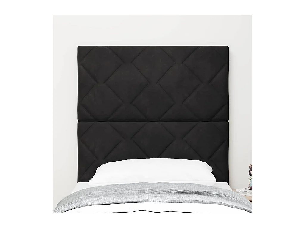 Cabeceira LED com luzes de tira LED Manual Preto 80 cm Veludo