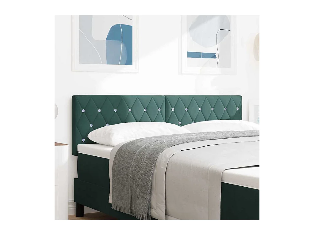 Tête de Lit en Velours Argyle Vert foncé 160 cm Velours