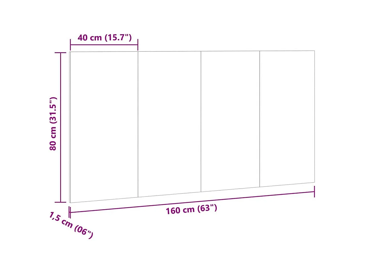 Tête de lit chêne artisanal 160x1,5x80 cm bois d'ingénierie
