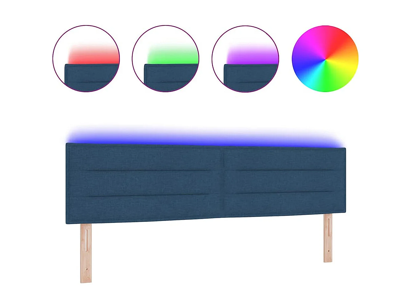 Tête de lit LED avec des lumières à LED Bleu 180 cm tissu