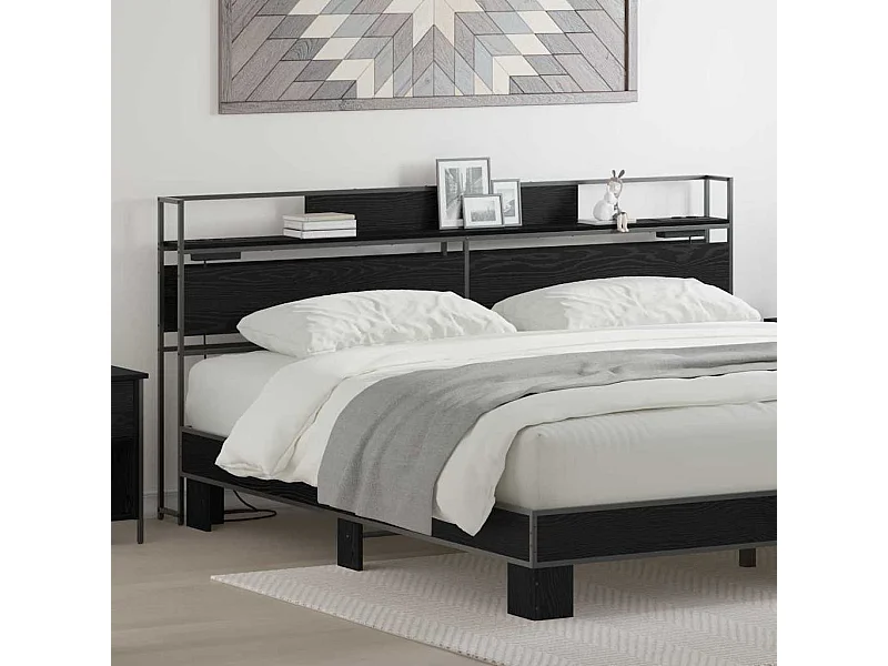 Tête de lit de rangement Chêne noir 200 cm Bois d'ingénierie