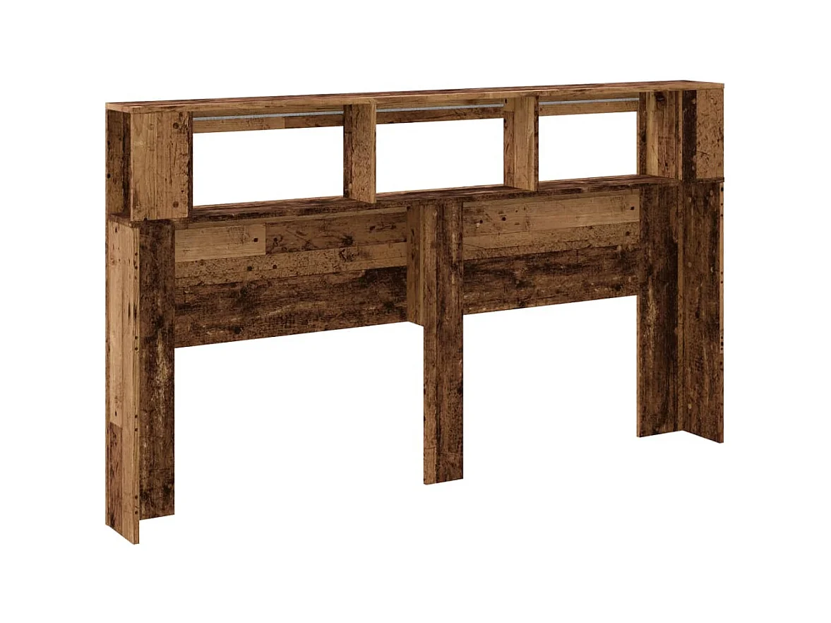 Tête de lit à LED vieux bois 180x18,5x103,5cm bois d'ingénierie