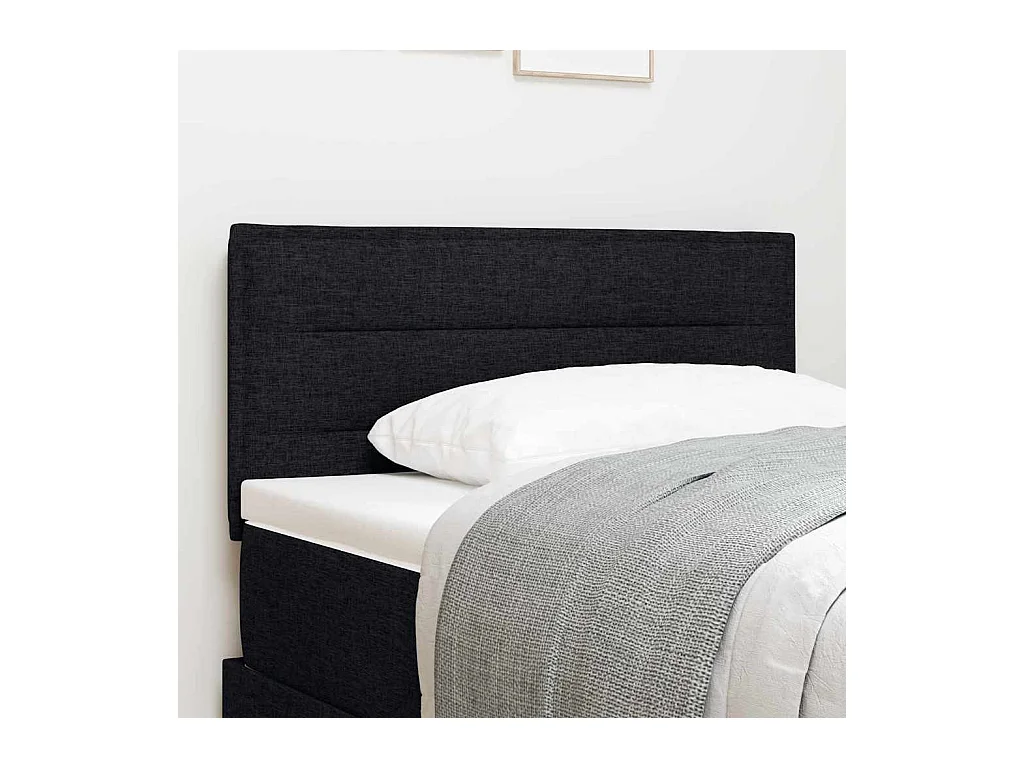 Cabeceira LED com luzes de tira LED Manual Preto 90 cm tecido