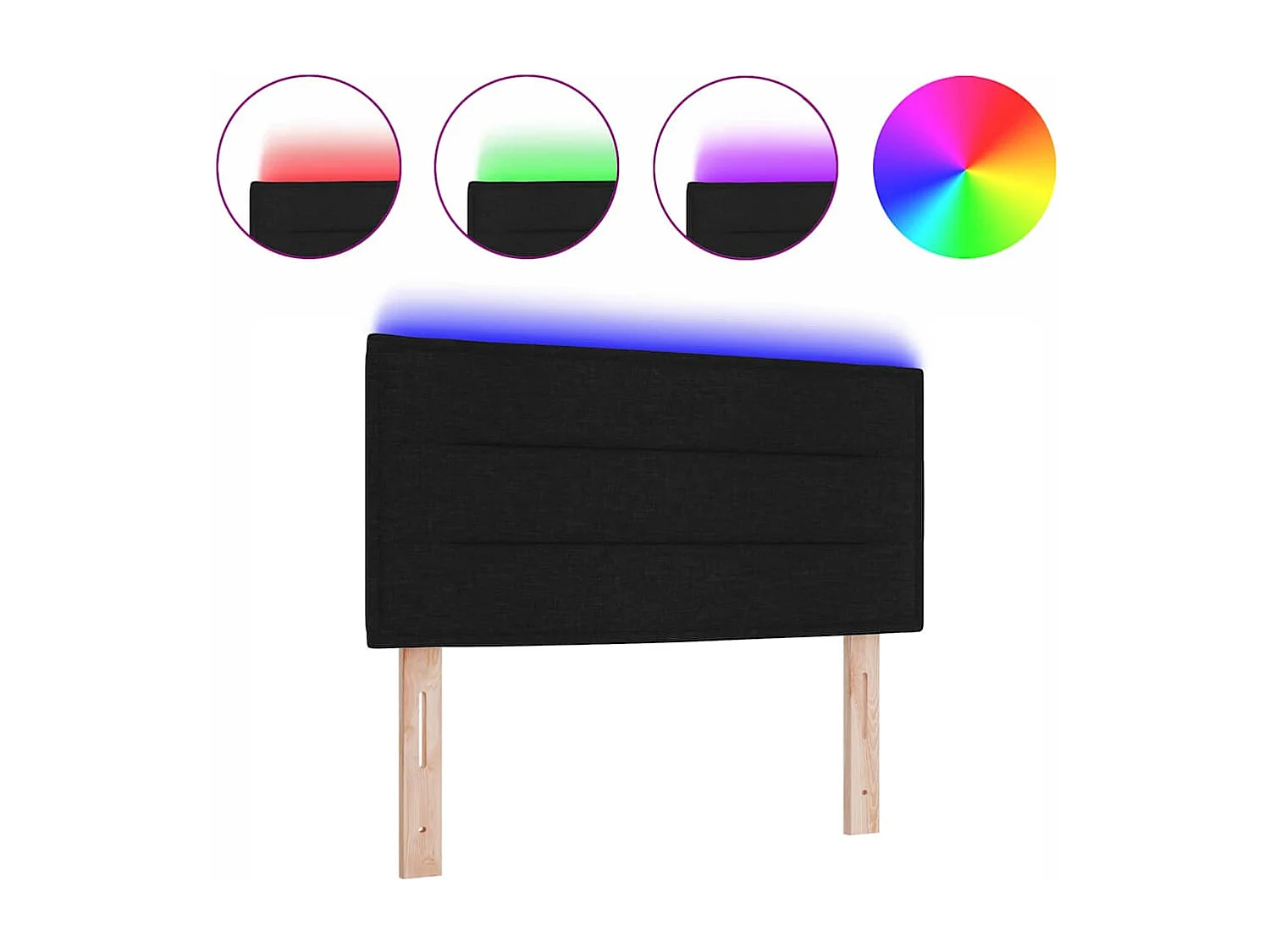 Cabecero LED con luces de tiras LED Manual Negro 90 cm tela