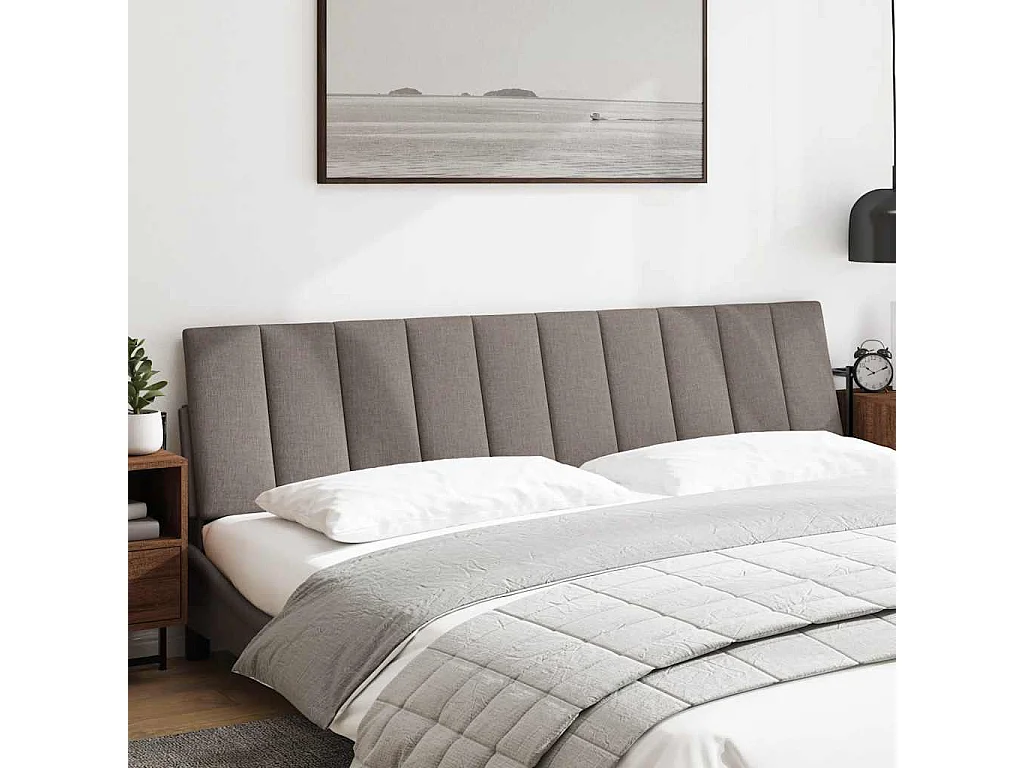 Cabecero de cama acolchado tela gris taupe 200 cm