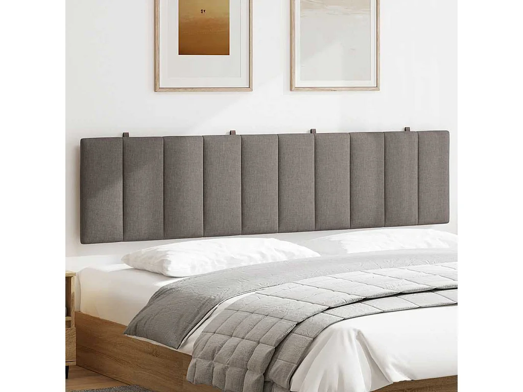 Cabecero de cama acolchado tela gris taupe 200 cm