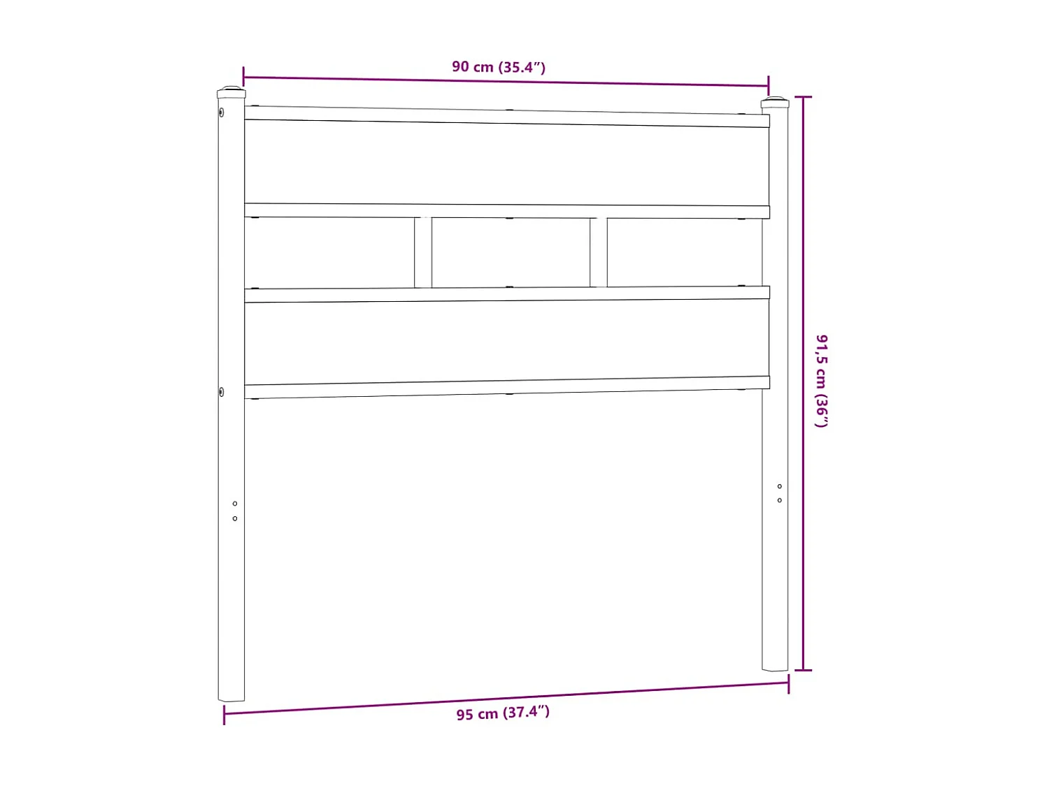 Tête de lit chêne fumé 90 cm fer et bois d'ingénierie