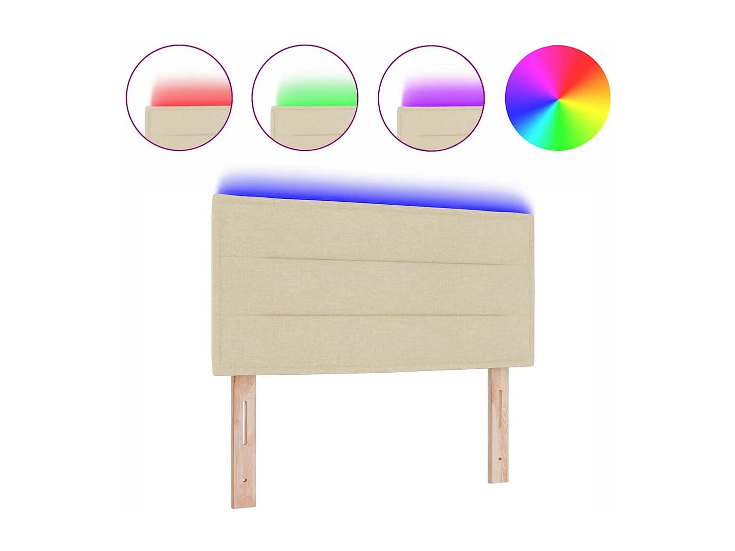 LED Hoofdbord met LED -striplichten Crème 90 cm Stof