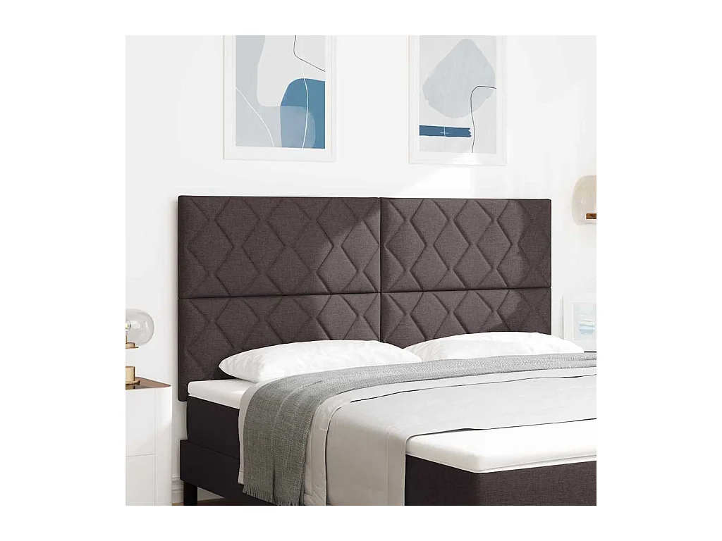 Tête de Lit en Tissu Géométrique Marron foncé 180 cm tissu